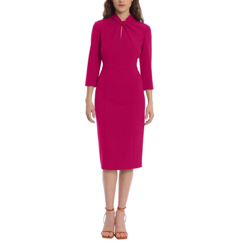 DONNA MORGAN MOCK LINE DRESS WITH TWIST NECK DETAIL | 8